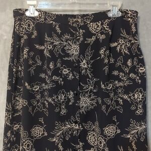 Kathie Lee Collection Womens Maxi Black Tan Floral Skirt  12 90s Cottagecore